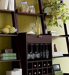 Sloane Leaning Wine Bar and Bookcase Set