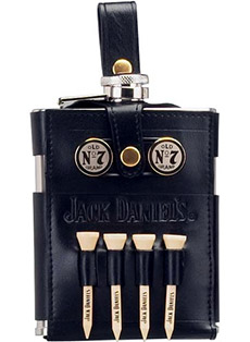 Jack Daniels Golfer Flask with Leather Carrier