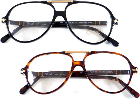 Persol Ratti Aviator Frames in Black and Dark Tortoise