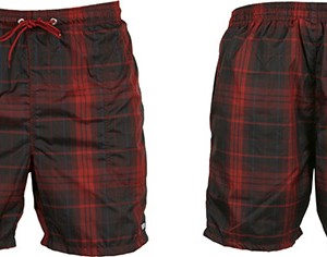 Warriors of Radness Red Plaid Swim Shorts