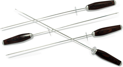 Stainless Steel Skewers with Pakkawood Handles