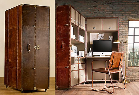 Restoration Hardware Mayfair Steamer Secretary Trunk