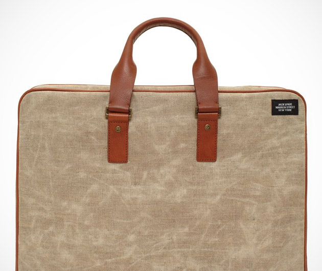 Jack Spade Accordion Waxed Canvas Briefcase