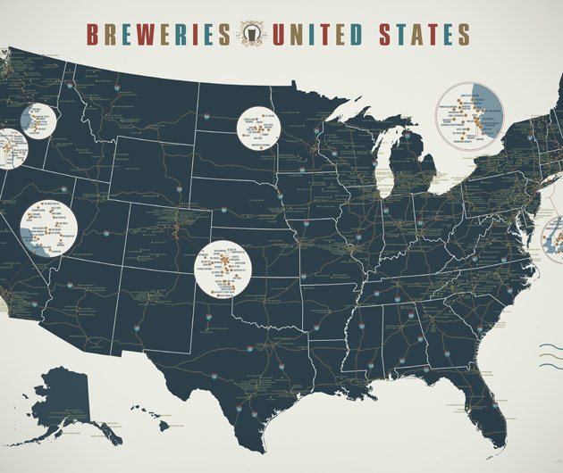 Breweries of the United States Map
